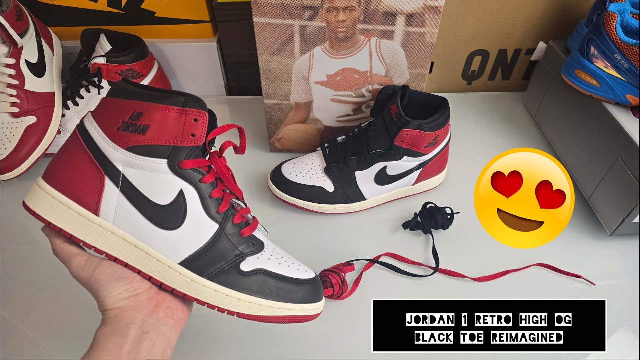 Jordan 1 Retro High OG Black Toe Reimagined -  On Feet and Check - Amazing 96% 😍