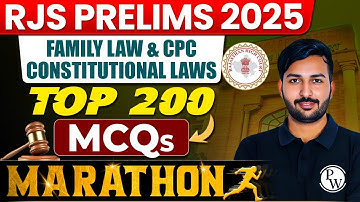 RJS Prelims 2025 | Top 100 MCQs | Family Law, Constitutional Law, CPC | RJS MARATHON|Judiciary By PW