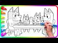 BLUEY Coloring Pages - Breakfast / I show you How to color Bluey, Bingo, Bandit, Chilli