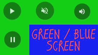 YouTube Play/Pause, Volume Up/Down, Mute - Green/Blue Screen Animation