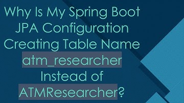 Why Is My Spring Boot JPA Configuration Creating Table Name atm_researcher Instead of ATMResearcher?