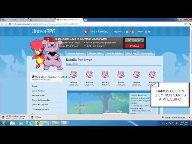 My Pokemon team on Unovarpg.com.