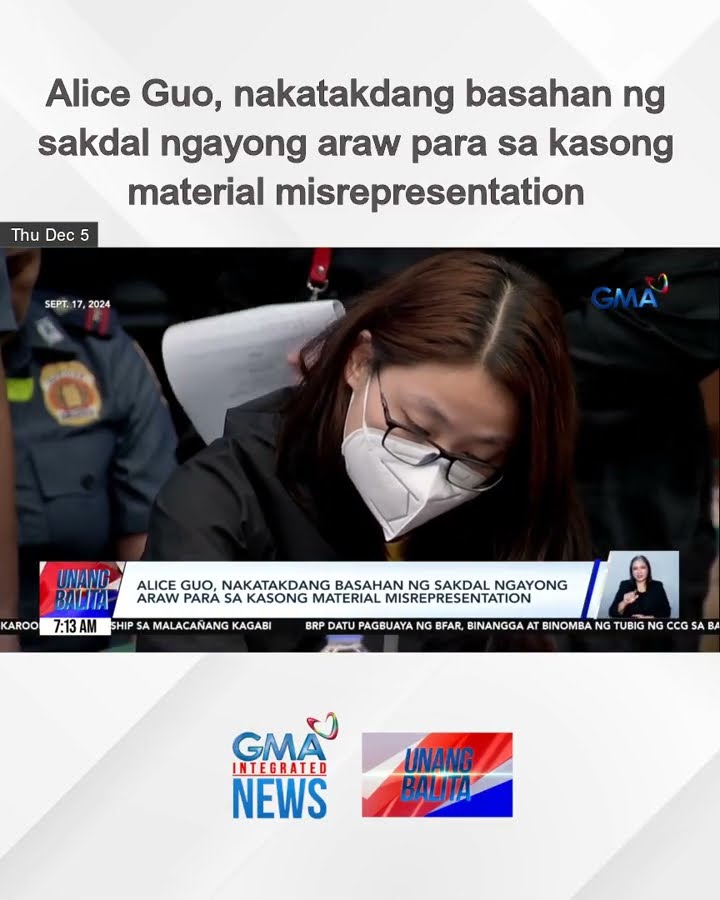 Alice Guo, nakatakdang basahan ng sakdal ngayong araw para sa kasong material... | Unang Balita