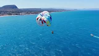 Water sports drone footage parasailing Analipsi Crete