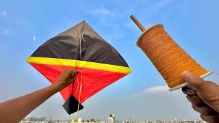 Tricolour Kite Fighting with Panda manjha | kite cutting | kites vlogs | kite
