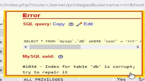 Repair error #1034 index for table 