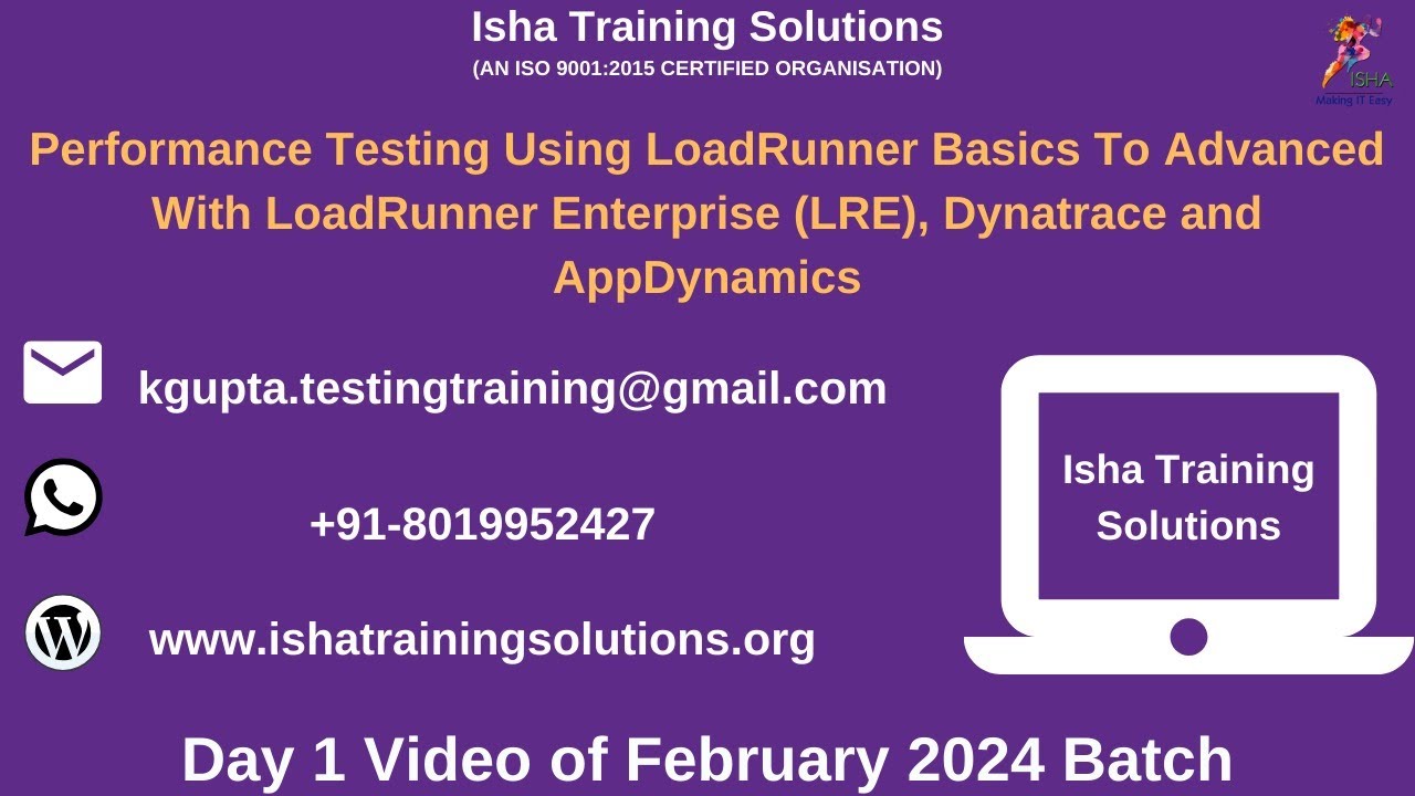 Performance Testing using LoadRunner Day 1. Pls contact or whatsapp us ...