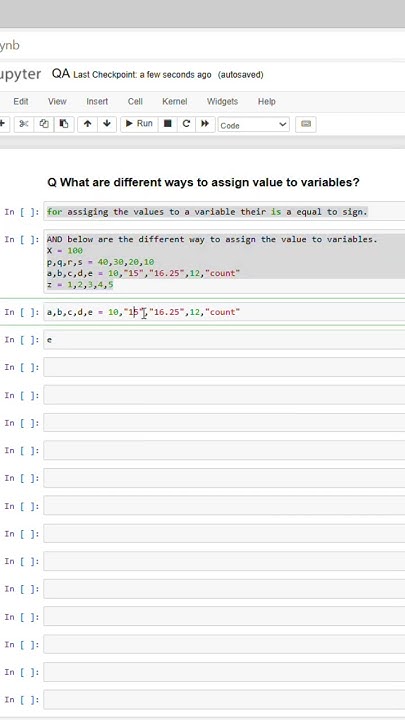 2.61 What are the different ways to assign value to variables? # ...