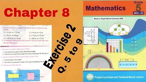 Class 5 Math | Chapter 8 Exercise 2 | Q 5,6,7,8 & 9 | Area of a square and rectangle | Ilmi darasgah