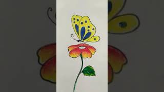 Flower and Butterfly Drawing Easy Step By Step
