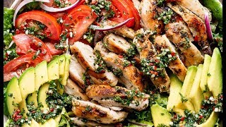 Grilled Chimichurri Chicken Avocado Salad