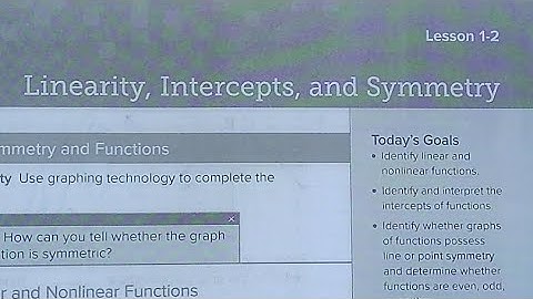 Module 1 Lesson 2 Linearity, Intercepts and Symmetry