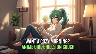 Want a Cozy Morning? Anime Girl Chills on Couch