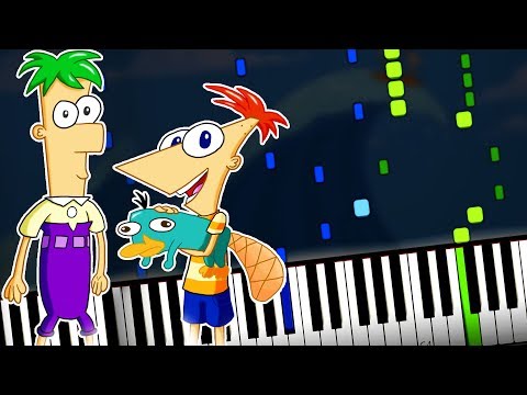 Phineas and Ferb - Intro 【Opening, OST, Theme】 Piano Tutorial (Sheet Music + midi) Synthesia cover