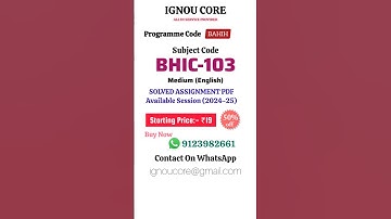 BHIC 103 Solved Assignment PDF 2024-25 in English, BAHIH program BHIC-103 Solved assignments