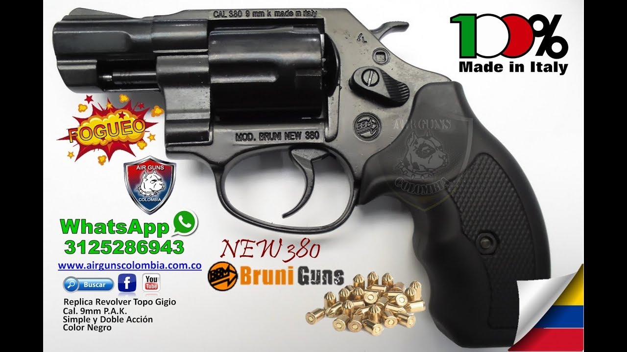 Revolver de Fogueo Bruni New 380, Replica del Topogigio WhatsApp  3125286943 Airguns Colombia 