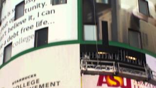 Tagboard + Starbucks on the Nasdaq building in Times Square