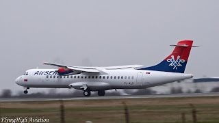 {Full HD} Air Serbia ATR 72-202 Very Windy Bouncy Landing at Belgrade Airport