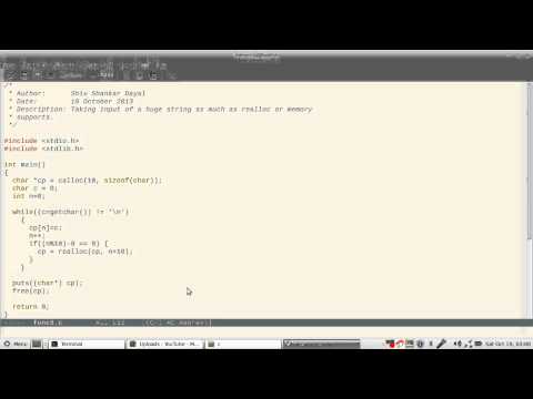 C Programming Part 37 realloc, free, getchar and taking input of a large string.