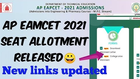 AP EAMCET 2021 Seat Allotments Released- Official links updated in website