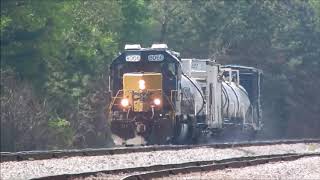 OG EX SCL SD40-2 on home rails leads a weed sprayer train