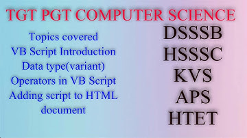 VB Script introduction, TGT PGT Computer Science