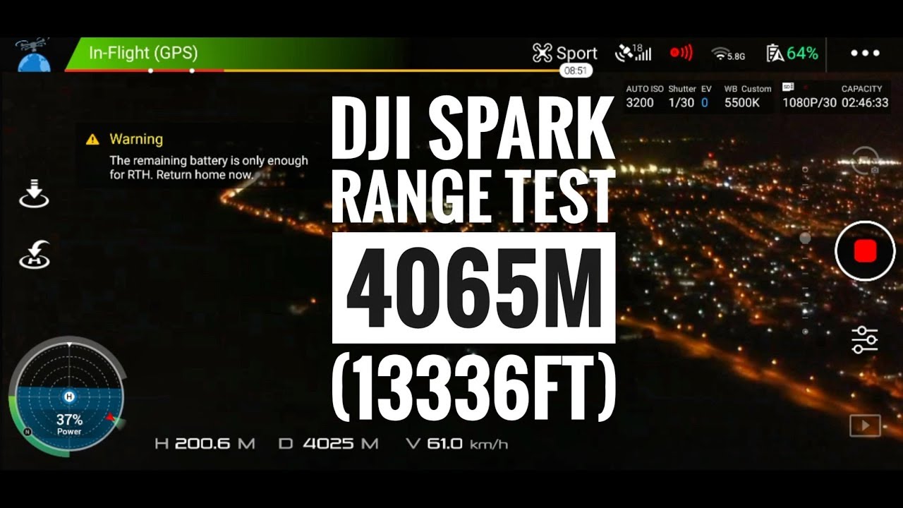 DJI SPARK RANGE TEST 4065m (13336ft), 0%