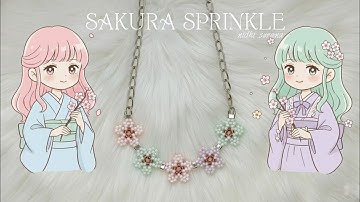 Sakura Sprinkle Necklace, Delica bead Jewelry making tutorial step by step, Diy