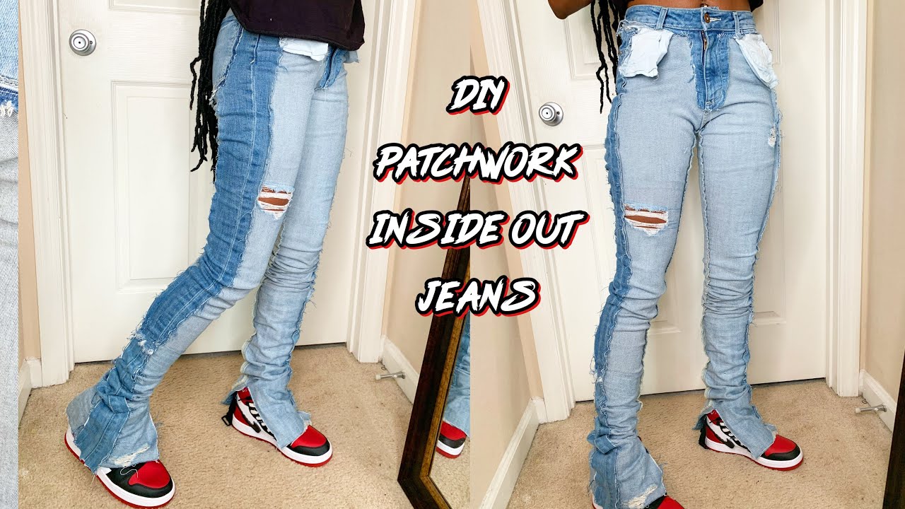 DIY PATCHWORK INSIDE OUT PANTS - YouTube