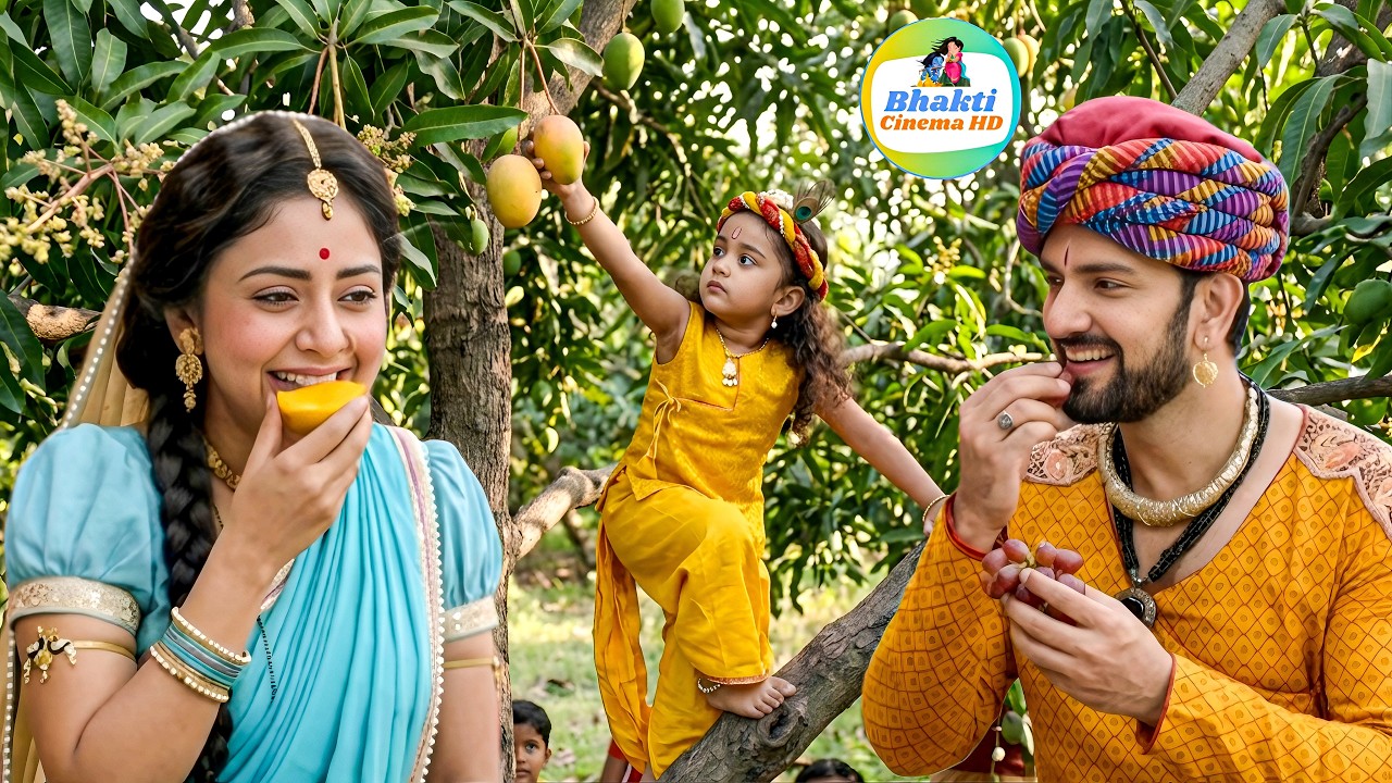 मैया बाबा को भूख लगने पर कान्हा ने तोड़े पेड़ से मीठे फल || Yashomati Maiya Ke Nandlala