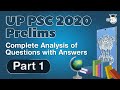 UP PCS 2020 Prelims - Complete Analysis of Questions with Answers - Part 1 #UPPCS #UPPSC