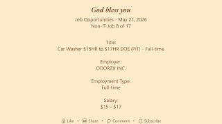 Daily Non-IT Jobs Opportunities 2026-05-21