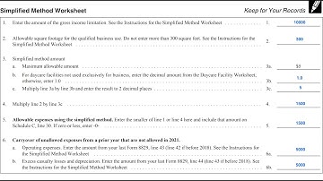 Simplified Method Worksheet for Determining Business Use of Your Home (IRS Schedule C)