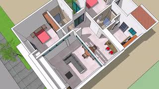 PLANO EN 3D DE CASA DE 8X12 METROS - plano de casa economica