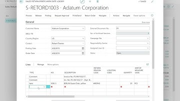 Dynamics 365 Business Central - How to Use a Sales Return Order