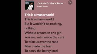 Video thumbnail of "This is a Man's World - (James Brown) Lyrical Short"