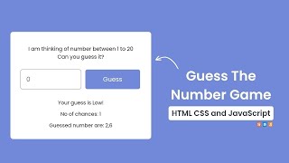 Guess The Number Game in HTML CSS & JavaScript | Doxa Dev