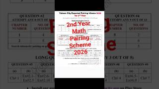 2nd Year Math Pairing Scheme 2026 All Punjab Boards