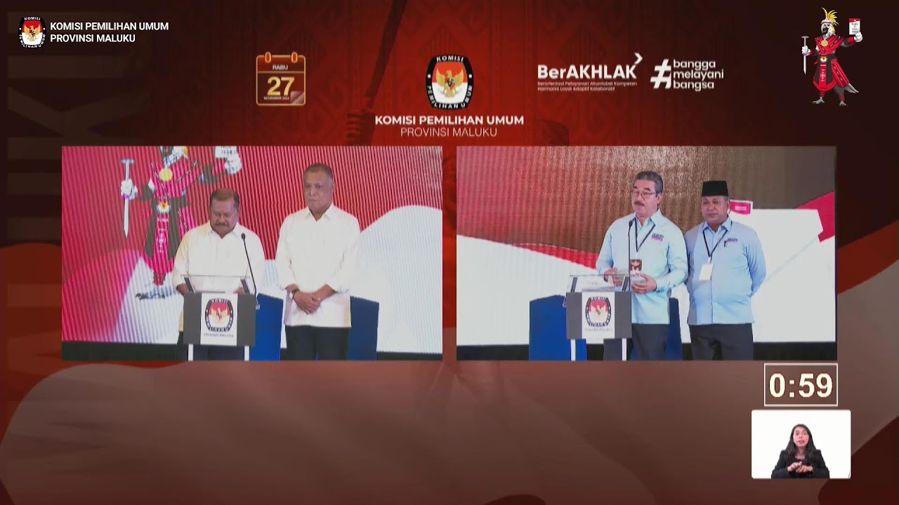 LIVE STREAMING DEBAT PERTAMA PASANGAN CALON GUBERNUR DAN WAKIL GUBERNUR PROVINSI MALUKU TAHUN 2024