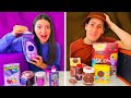 SOF E LU MANGIANO SOLO CIBO VIOLA SIGNOR S VS CIBO MARRONE CACCA SLIME CHALLENGE!! | Me contro Te