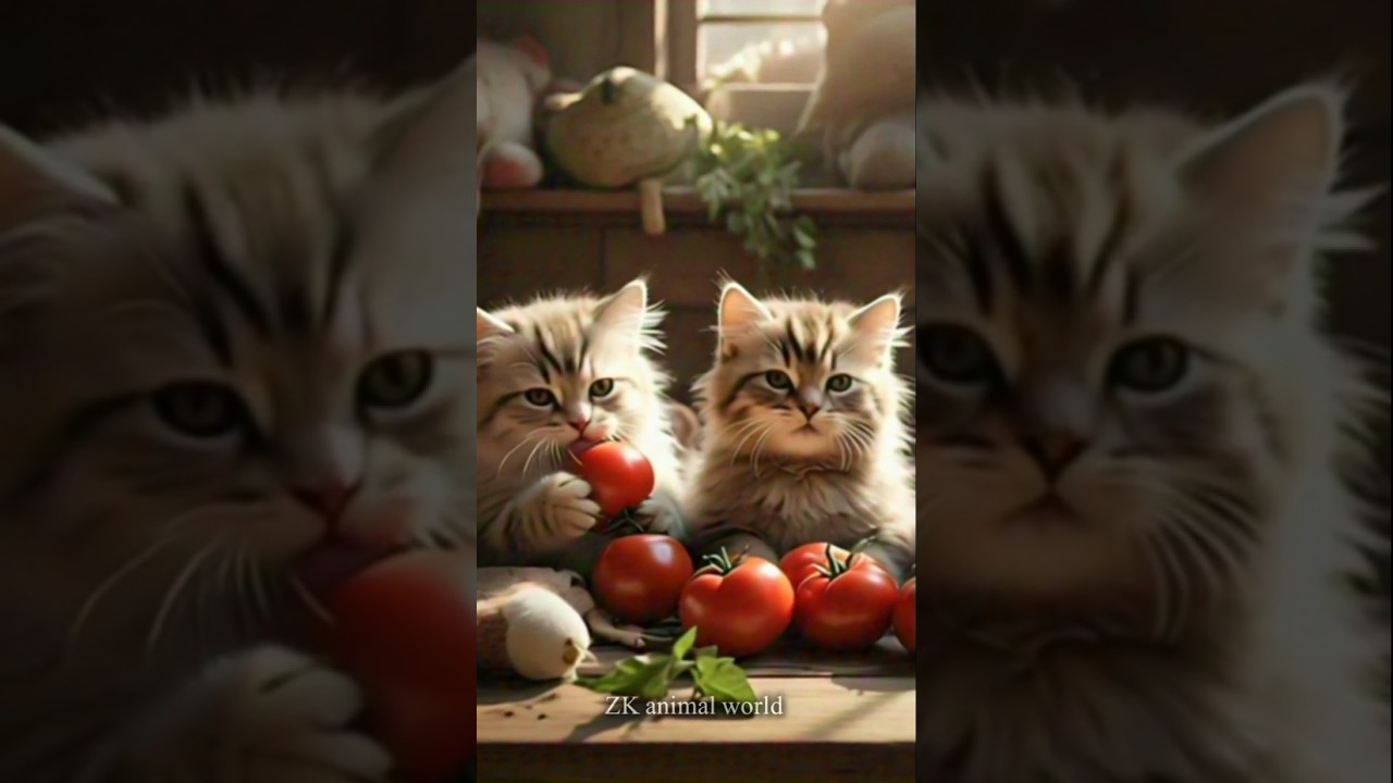 Cute Cats Eating tomatoes 🍅|😂