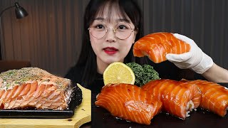 АСМР ЕДА Суши с лососем🍣, Стейк из лосося | MUKBANG | EATING SHOW