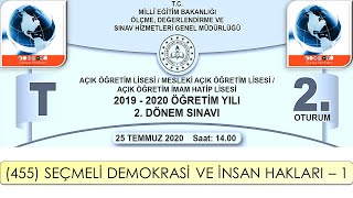 2020 2 Dönem Açik Öğreti̇m Li̇sesi̇ 455 Seçmeli̇ Demokrasi̇ Ve İnsan Haklari 1