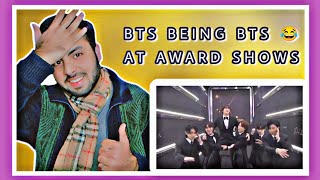 BTS BEING BTS AT AWARD SHOWS| ICONIC MOMENTS | FUNNY SCENES | PAKISTANI REACTION