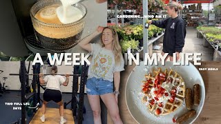 VLOG: A WEEK IN MY LIFE || two full leg days, ninja creami recipe, healthy meals, gardening
