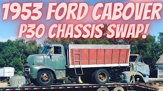 Vintage Cabover car hauler chassis swap! 1953 Ford COE swapped onto a GM P30 frame on a budget!