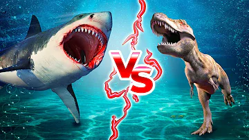 ¿Quién es más fuerte el T-Rex o el Megalodon?