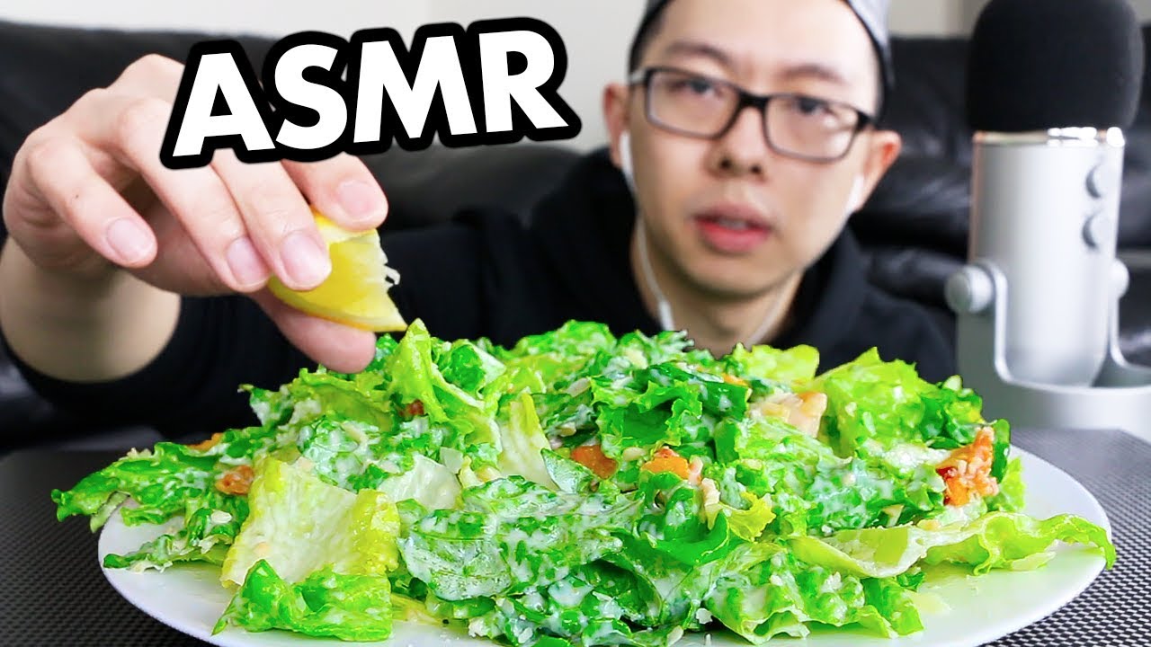 ASMR Chicken CAESAR SALAD Mukbang (INTENSE CRUNCHY Eating Sounds) *No Talking* | ASMR Crunchy Food