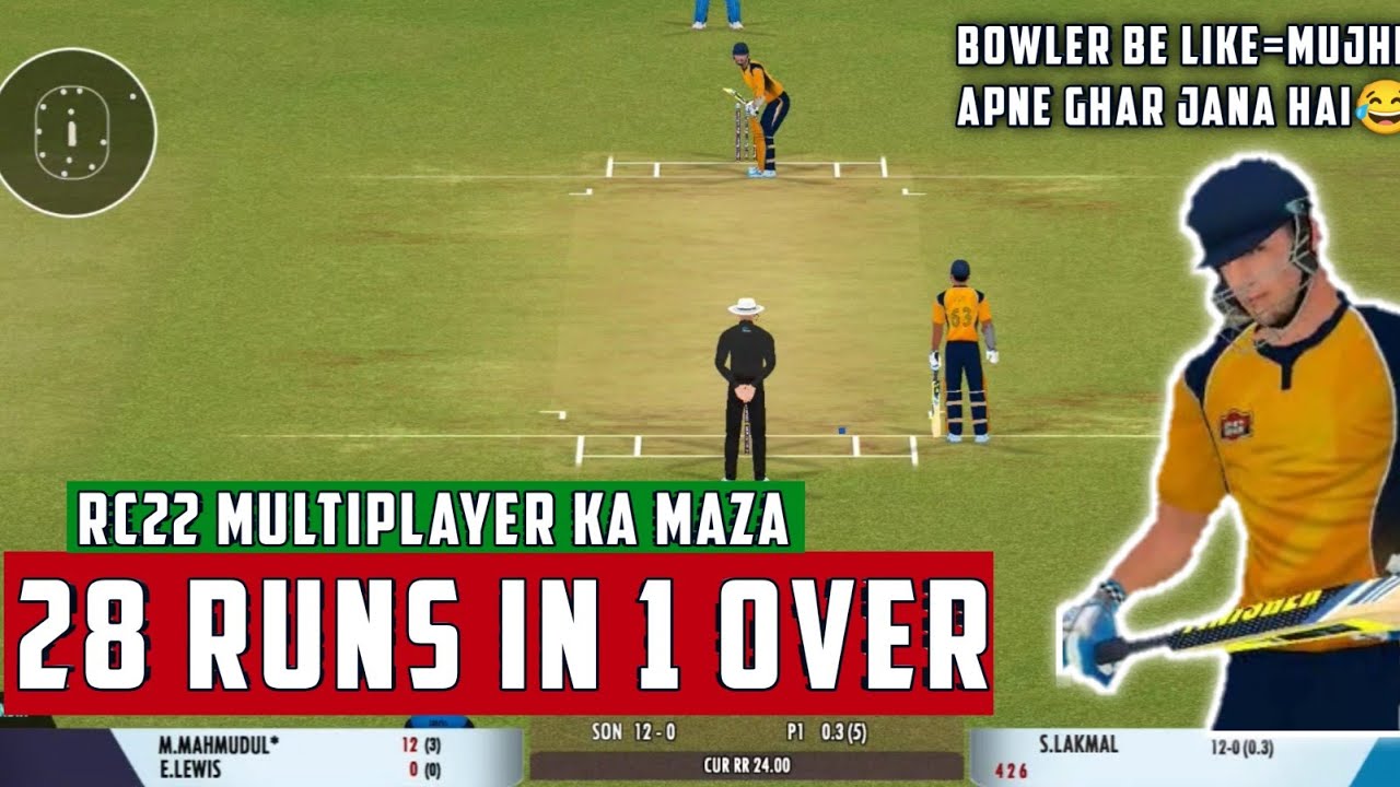 28 Runs in 1 over Rc22 multiplayer Gameplay|Rc22 multiplayer batting|Rc22
