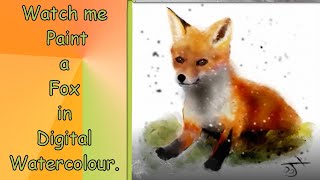 Painting a digital watercolour fox cub